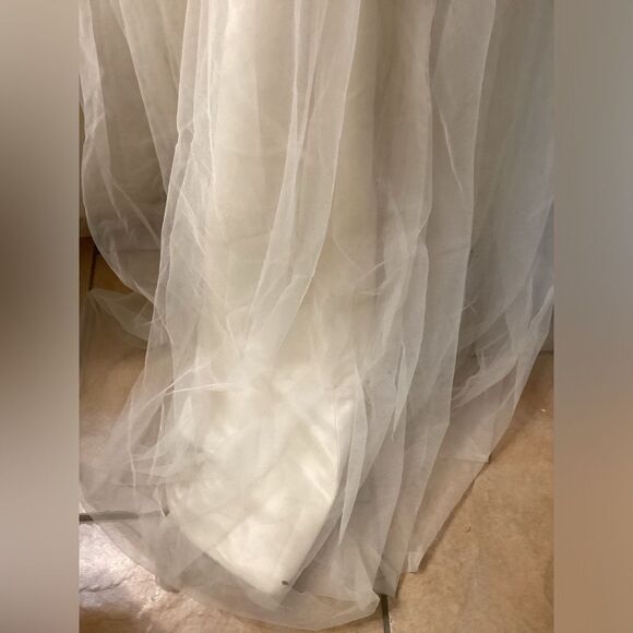 Madi Lane Elegant Lace Strapless Ball Gown Wedding Dress – Ivory Tulle - Picture 16 of 16